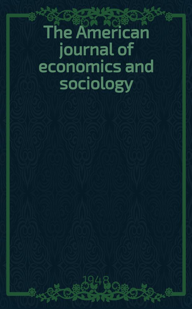 The American journal of economics and sociology
