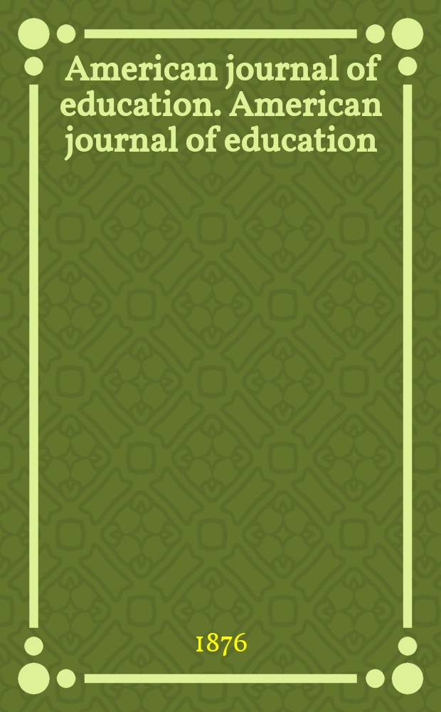 American journal of education. American journal of education