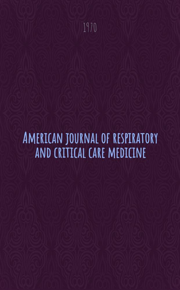 American journal of respiratory and critical care medicine : An offic. journal of the American thoracic soc., Med. sect. of the American lung assoc. Formerly the American review of respiratory disease. Vol.101, №1 : Fifth International conference on sarcoidosis