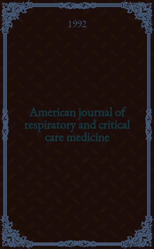 American journal of respiratory and critical care medicine : An offic. journal of the American thoracic soc., Med. sect. of the American lung assoc. Formerly the American review of respiratory disease. Vol.146, №5(Pt.2) : Airway circulation