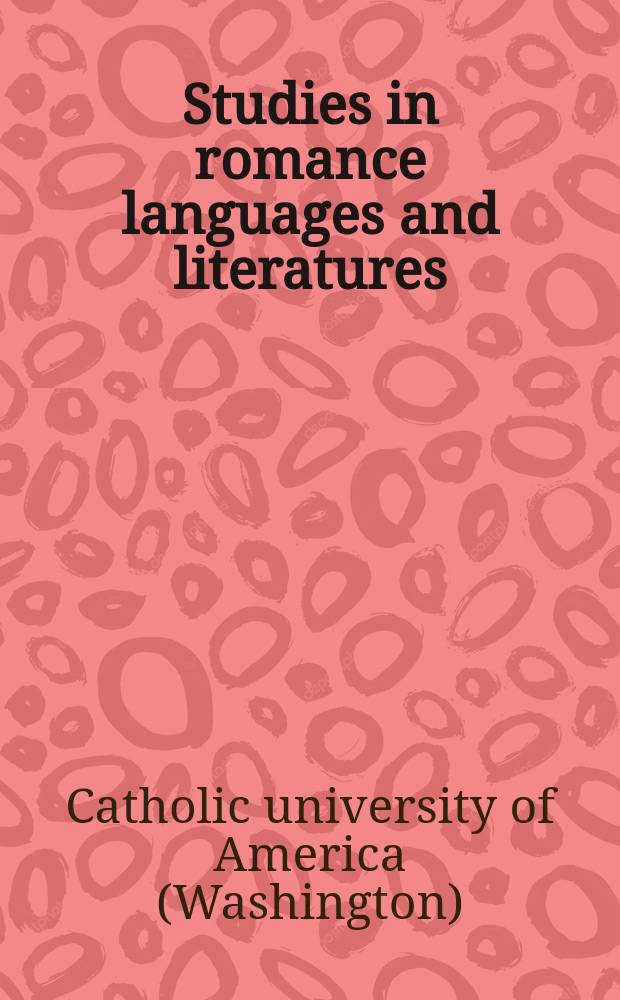 Studies in romance languages and literatures