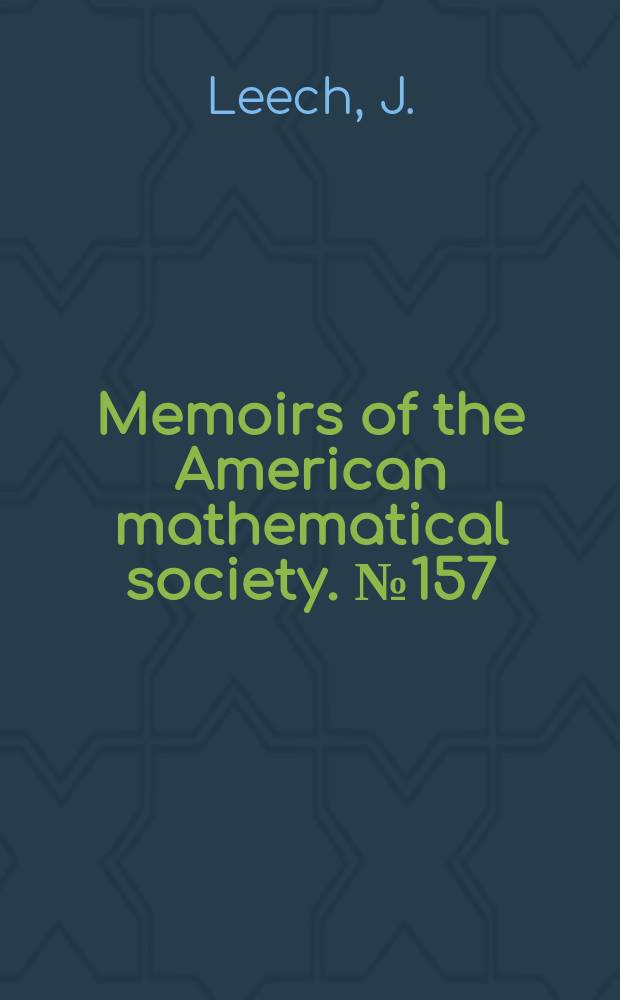 Memoirs of the American mathematical society. №157 : Two papers: H-coextensions of monoids ...