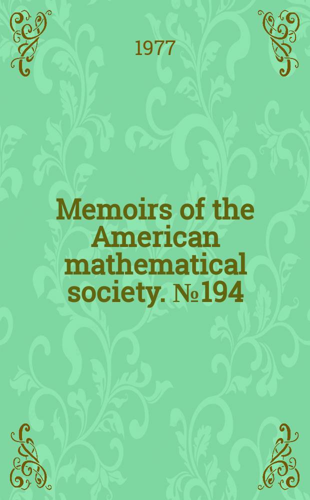 Memoirs of the American mathematical society. №194 : On the number ...