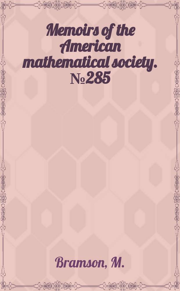 Memoirs of the American mathematical society. №285 : Convergence of solutions of the Kolmogorov ...
