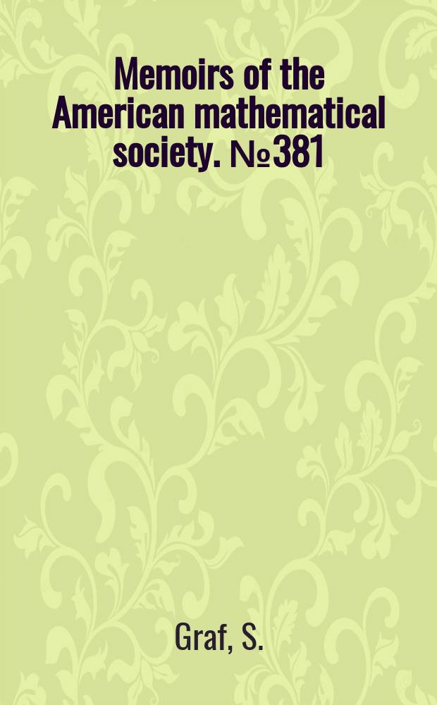 Memoirs of the American mathematical society. №381 : The exact Hausdorf dimension ...