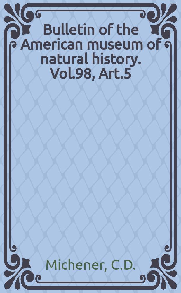 Bulletin of the American museum of natural history. Vol.98, Art.5 : The Saturnidae (Lepidoptera) of the Western Hemisphere