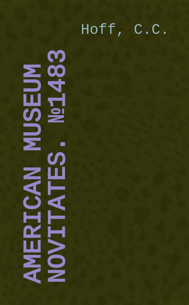 American museum novitates. №1483 : New species and records of chthoniid pseudoscorpions