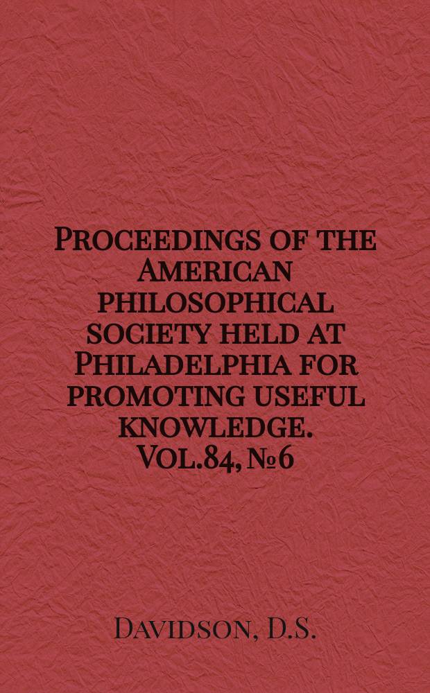 Proceedings of the American philosophical society held at Philadelphia for promoting useful knowledge. Vol.84, №6 : Aboriginal Australian String figures