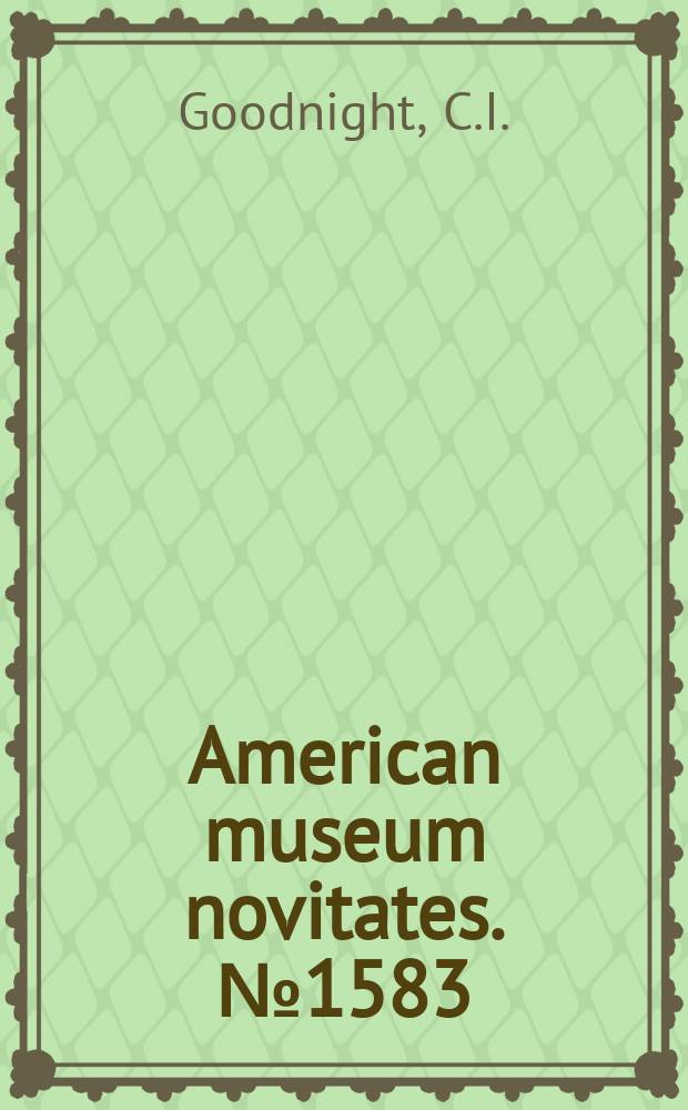 American museum novitates. №1583 : A new ricinulid from Chiapas Mexico (Arachnoidea, Ricinulei)