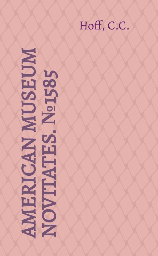 American museum novitates. №1585 : Pseudoscorpions from Rodent Nests