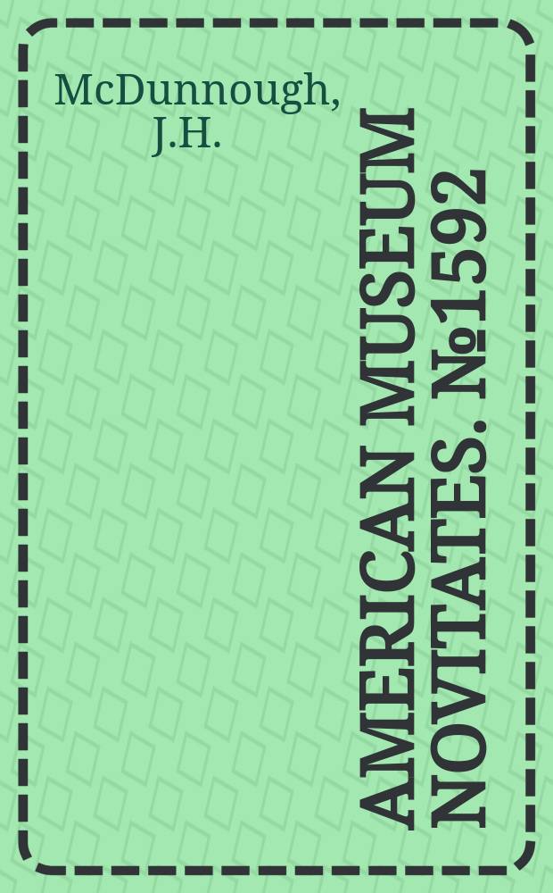 American museum novitates. №1592 : New species and subspecies in the genus Hydriomena with notes (Lepidoptera, Geometridae)