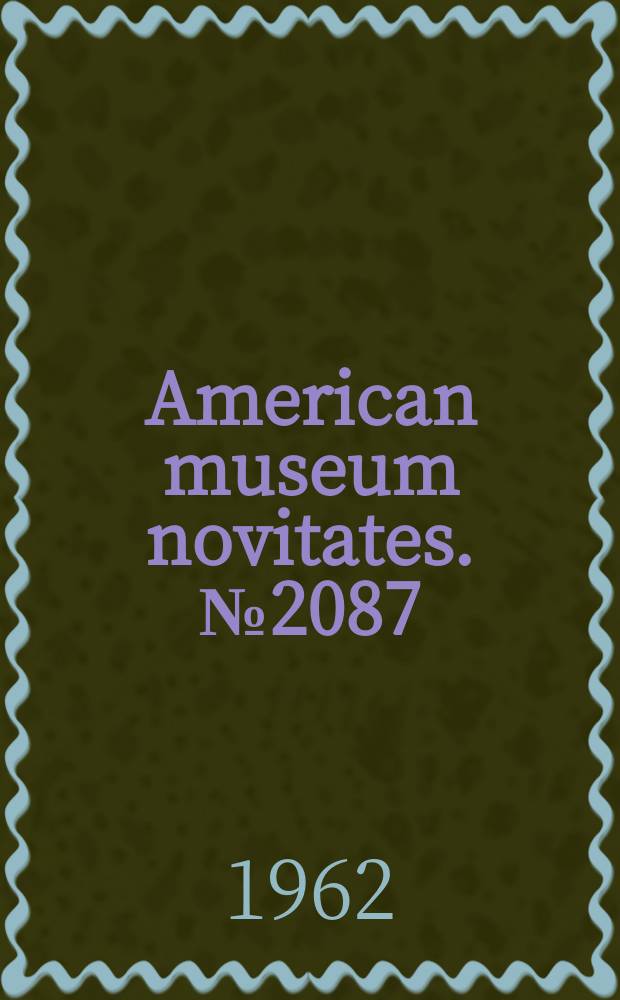 American museum novitates. №2087 : Results of the Archbold expedition