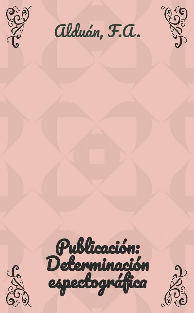 [Publicación] : Determinación espectográfica