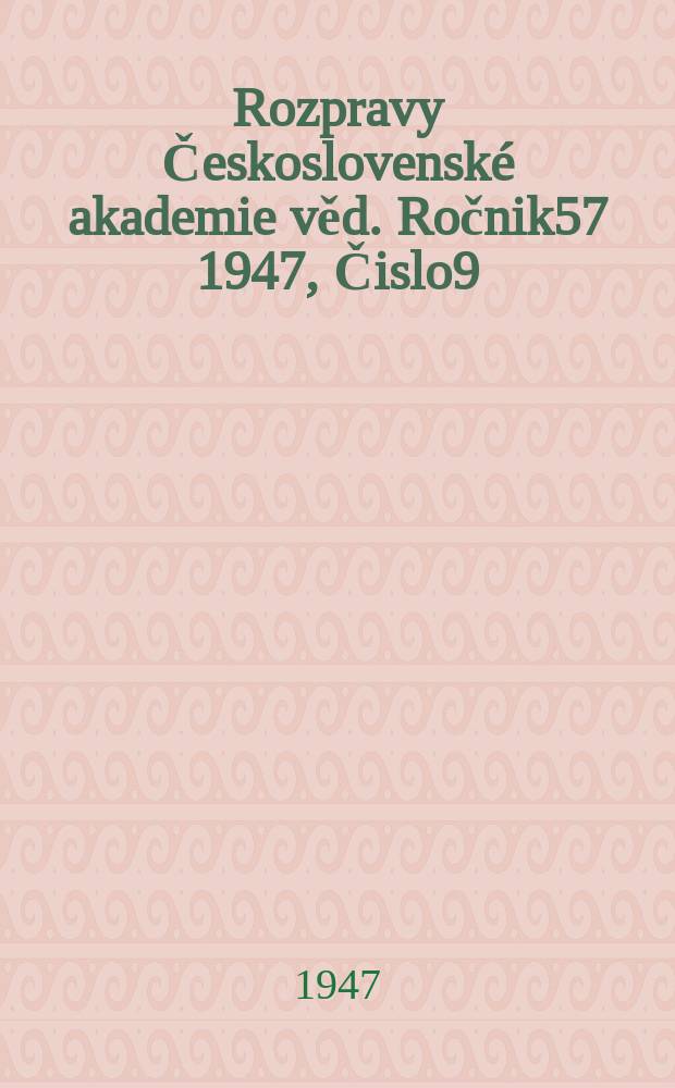 Rozpravy Československé akademie věd. Ročnik57 1947, Čislo9 : Diferenciální rovnice křivek na speciální Vn-i ve Vn