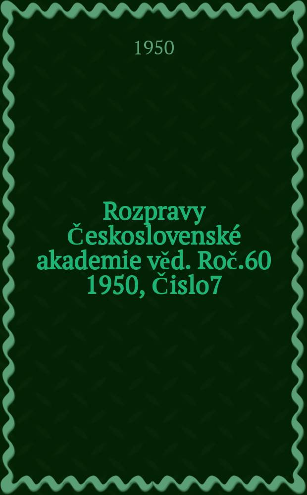 Rozpravy Československé akademie věd. Roč.60 1950, Čislo7 : Vážkove stanoveni kadmia thiosemikarbazonem salicýlal dehydu