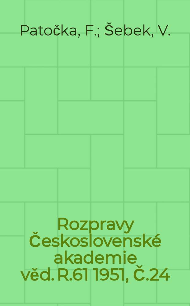 Rozpravy Československ&eacute; akademie věd. R.61 1951, Č.24 : Nov&yacute; drun anaerobn&iacute;ho mikroba, tvořiciho pohyb liv&eacute; kolonie