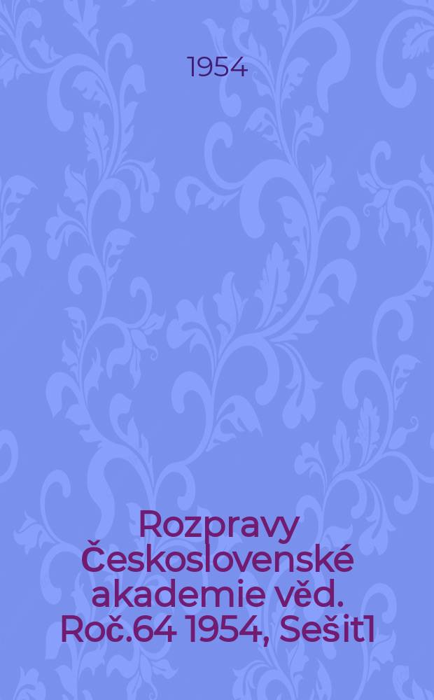 Rozpravy Československé akademie věd. Roč.64 1954, Sešit1 : Ke geomorfologii žulového nizkotatranského. Mrazové klíny na Venušine sopce ve Slezsku
