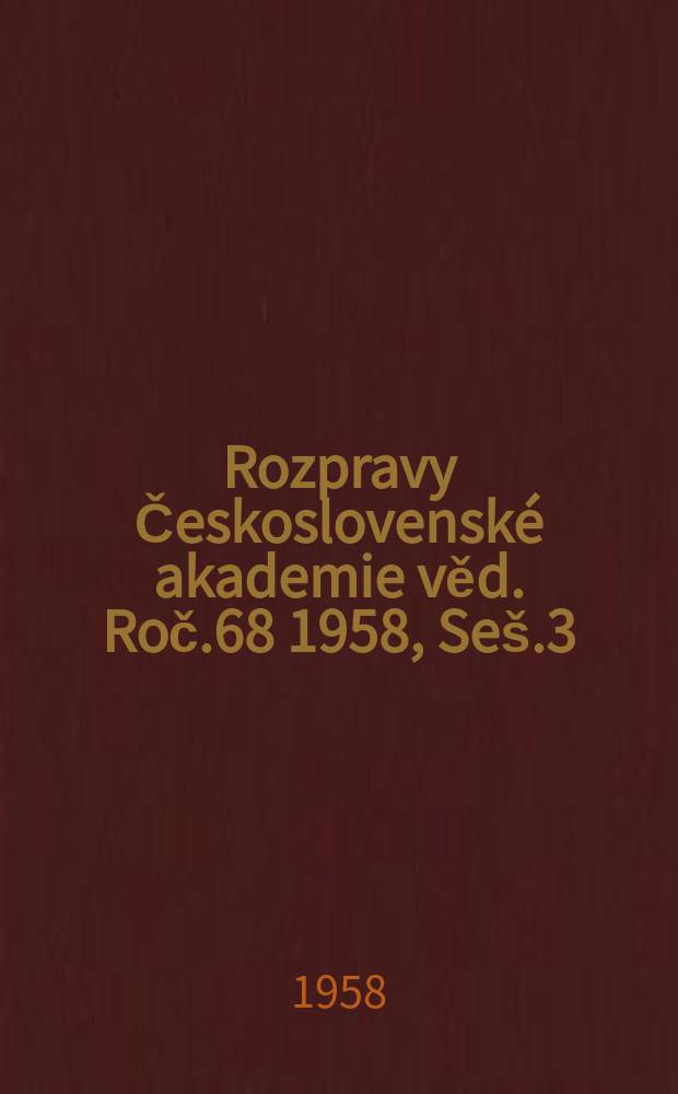 Rozpravy Československé akademie věd. Roč.68 1958, Seš.3 : Nitrifikace v lesních pudách