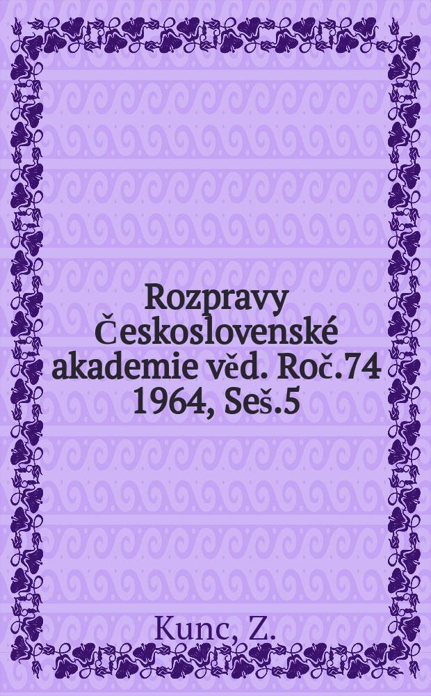 Rozpravy Československé akademie věd. Roč.74 1964, Seš.5 : Tractus spinalis nervi trigemini