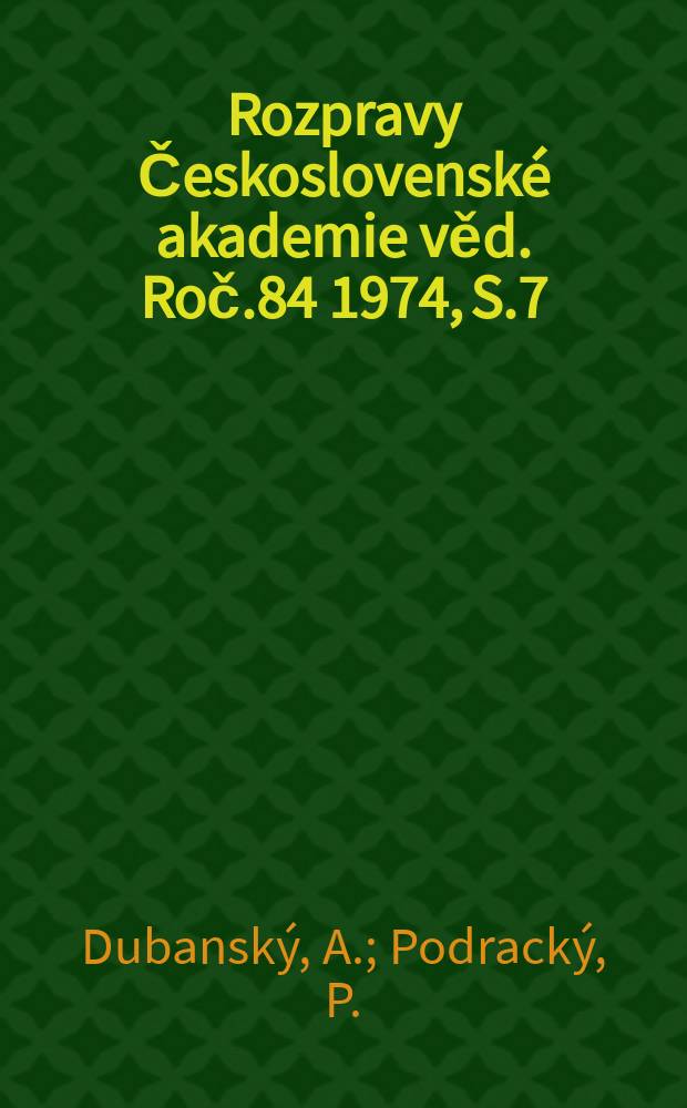 Rozpravy Československé akademie věd. Roč.84 1974, S.7 : Radiogenic argon ...