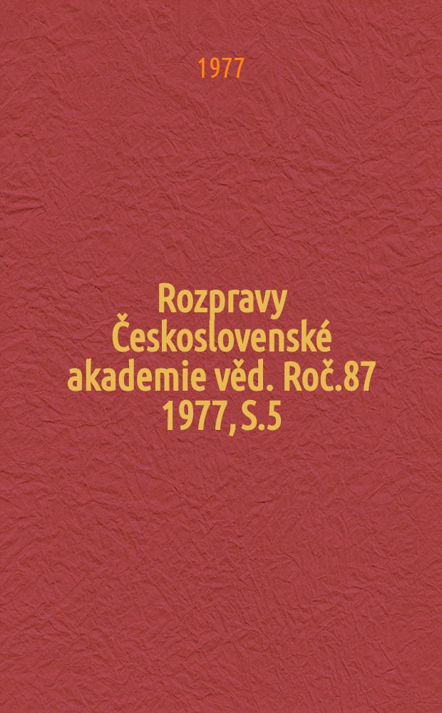 Rozpravy Československé akademie věd. Roč.87 1977, S.5 : Synökologische Charakteristik ...