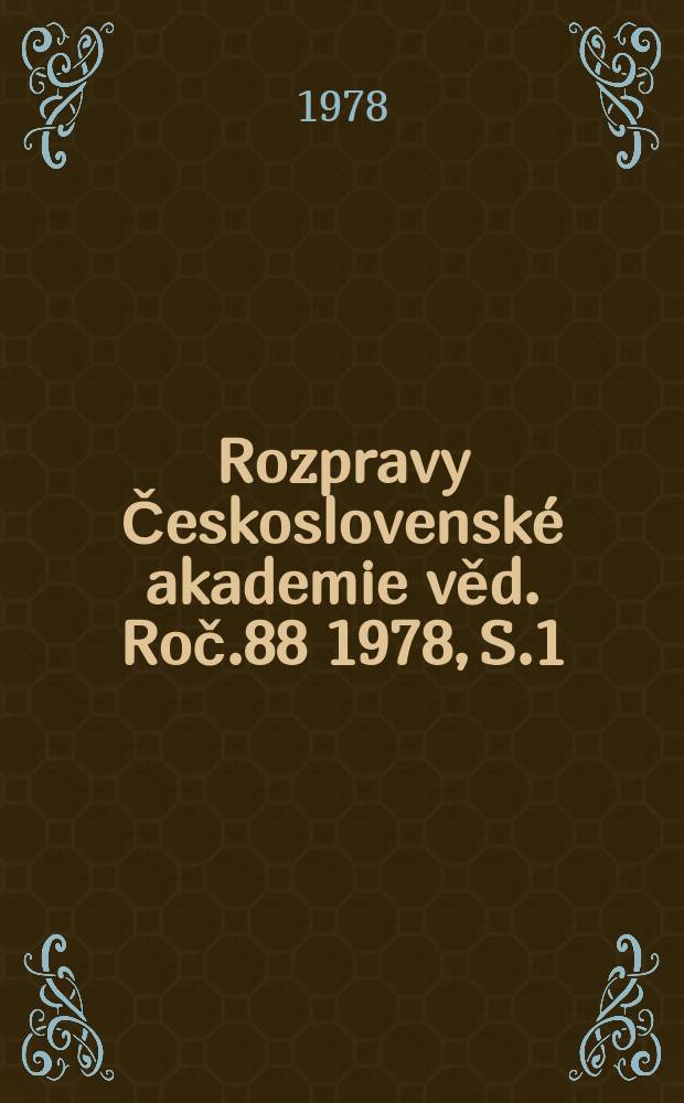 Rozpravy Československé akademie věd. Roč.88 1978, S.1 : Geological structure of the ...