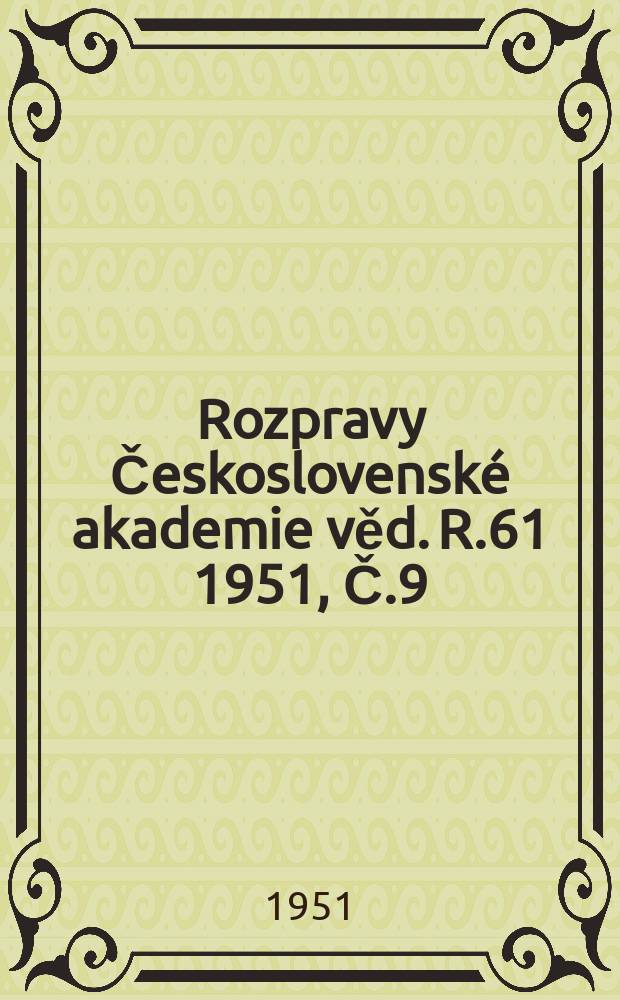Rozpravy Československ&eacute; akademie věd. R.61 1951, Č.9 : Morphogenesa chondrokrania kormor&aacute;na Phalacrocoray carbo L. s hlediska evolučn&iacute;ho