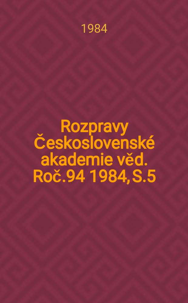 Rozpravy Československé akademie věd. Roč.94 1984, S.5 : Geodynamic interpetation of the ...