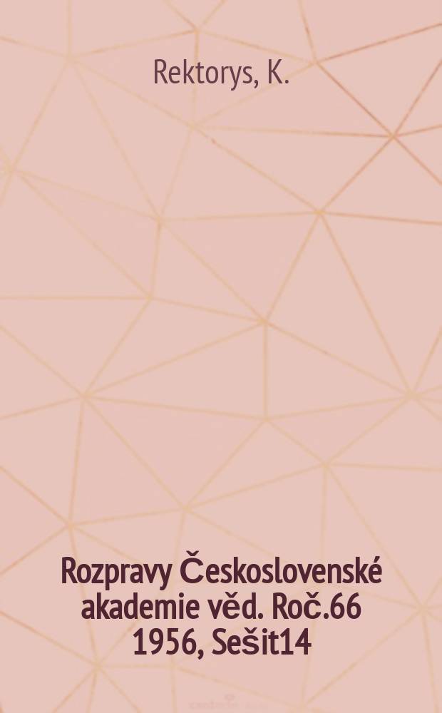 Rozpravy Československé akademie věd. Roč.66 1956, Sešit14 : Stanovení teploty v přehrade při působeni vnitřních zdrojů tepla