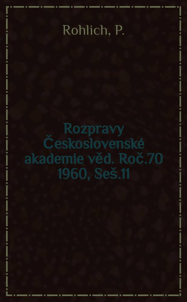 Rozpravy Československé akademie věd. Roč.70 1960, Seš.11 : Ordovik severovýchodní části Prahy