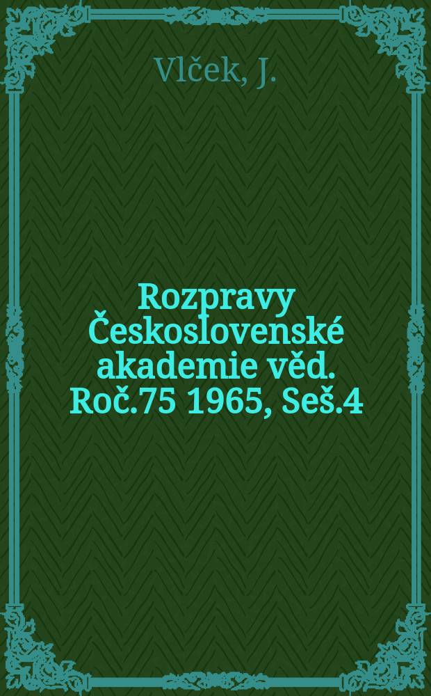 Rozpravy Československé akademie věd. Roč.75 1965, Seš.4 : Keratitis neuroparalytika