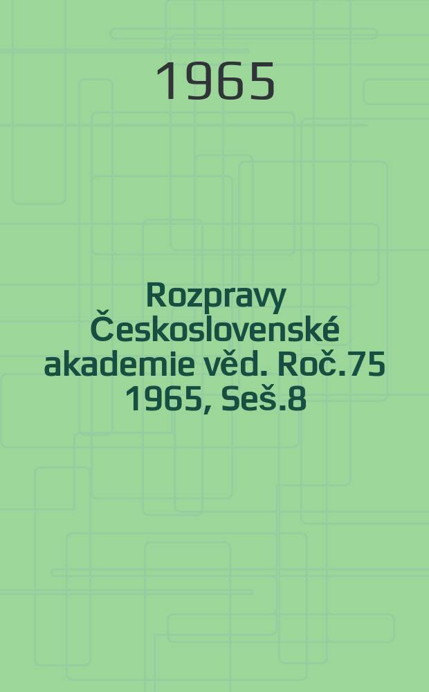 Rozpravy Československ&eacute; akademie věd. Roč.75 1965, Se&scaron;.8 : Mycoflora Synusias on the roots of woody-plants