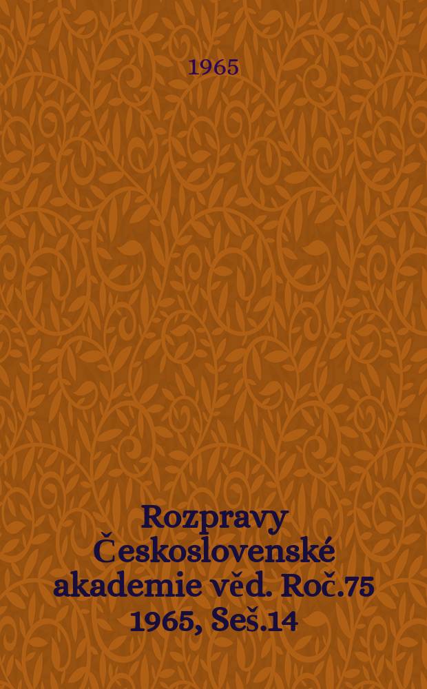 Rozpravy Československé akademie věd. Roč.75 1965, Seš.14 : Biotechnické zpevňováni břehů nižinných toků