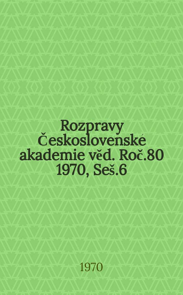 Rozpravy Československé akademie věd. Roč.80 1970, Seš.6 : Relations of aquatic macroflora to phytoplankton, periphyton and macrofauna