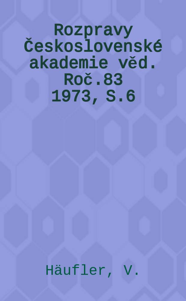 Rozpravy Československé akademie věd. Roč.83 1973, S.6 : The ethnographic map of the Czech lands 1880-1970