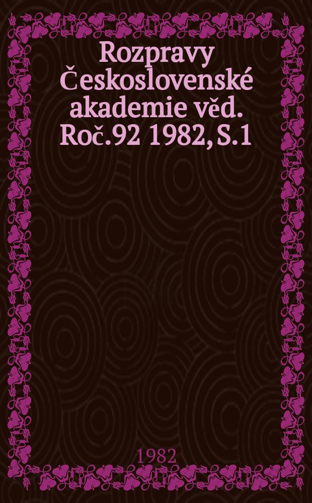 Rozpravy Československé akademie věd. Roč.92 1982, S.1 : Determination of critical parameter ...