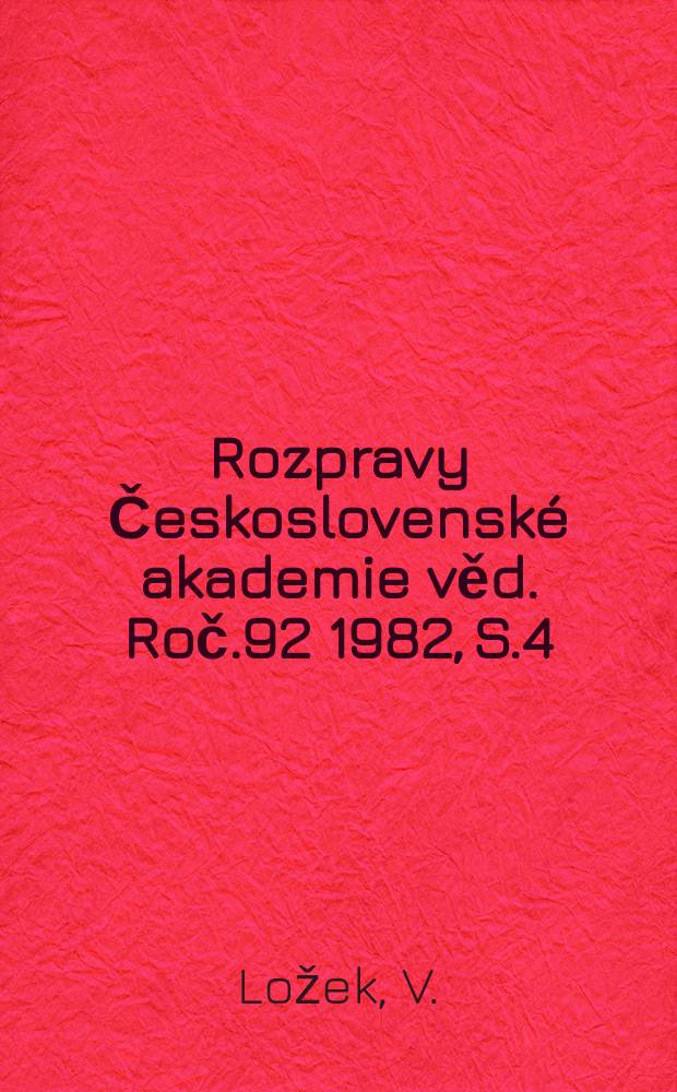 Rozpravy Československé akademie věd. Roč.92 1982, S.4 : Faunengeschichtliche Grundlinien zur spät