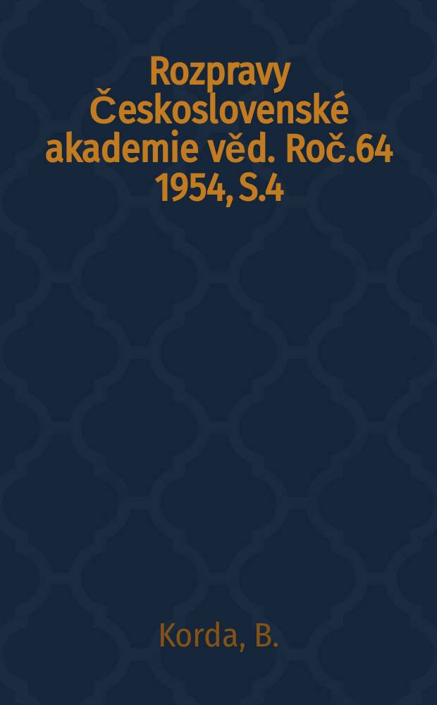 Rozpravy Československé akademie věd. Roč.64 1954, S.4 : Economické indexy
