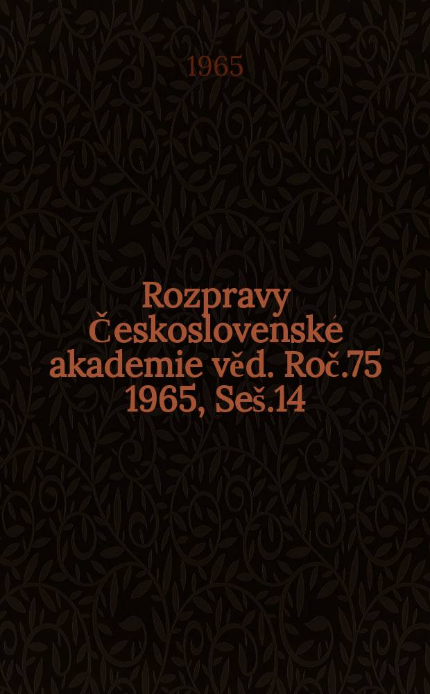 Rozpravy Československé akademie věd. Roč.75 1965, Seš.14 : Odpovědnost za spekulací podle ČS socialistického trestního práva