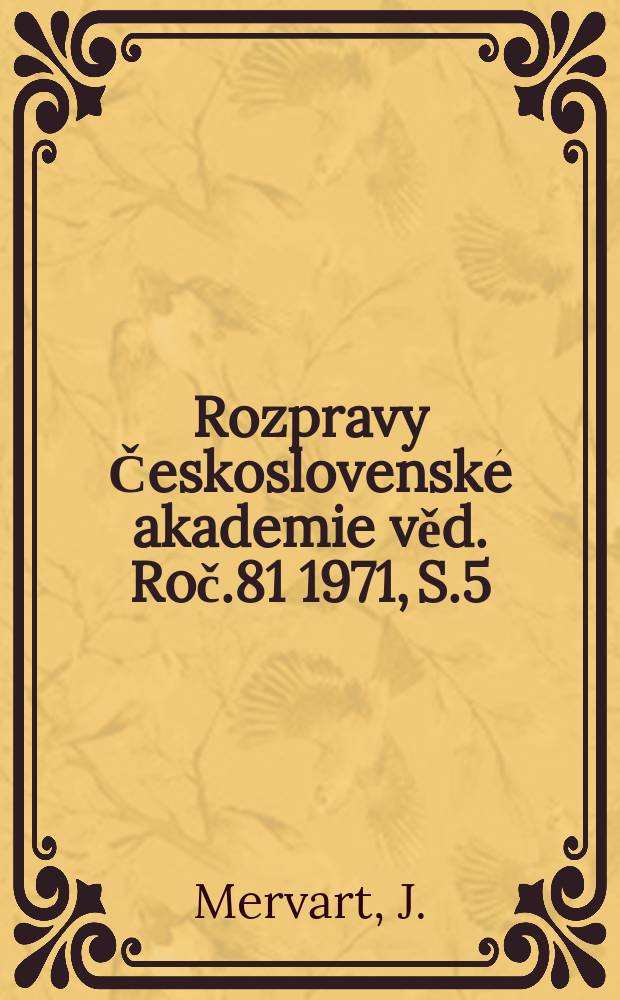 Rozpravy Československé akademie věd. Roč.81 1971, S.5 : Vnější rovnováha ekonomiky