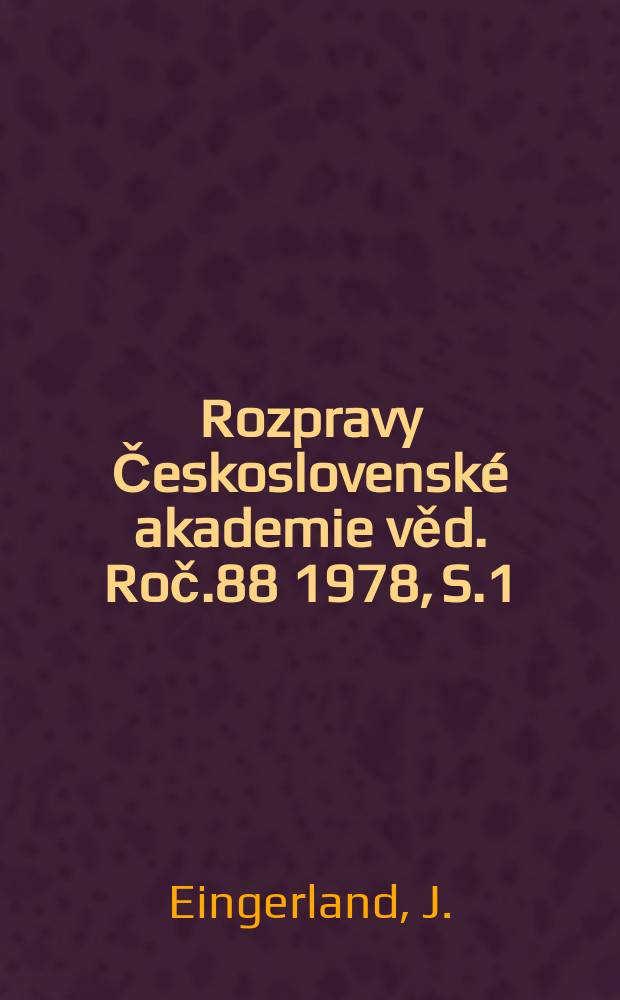 Rozpravy Československ&eacute; akademie věd. Roč.88 1978, S.1 : Vliv velikosti n&aacute;rodohospod&aacute;řsk&eacute;ho ...