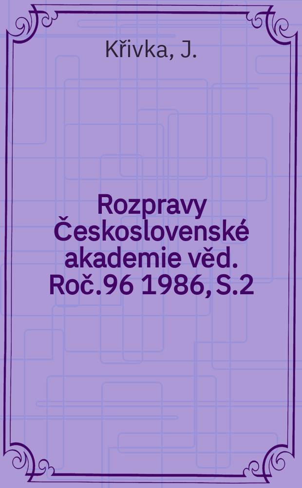Rozpravy Československé akademie věd. Roč.96 1986, S.2 : Zadlužení poddanského ...