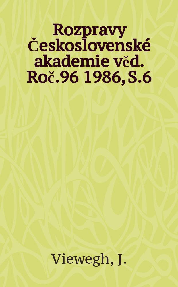 Rozpravy Československé akademie věd. Roč.96 1986, S.6 : Fantazie