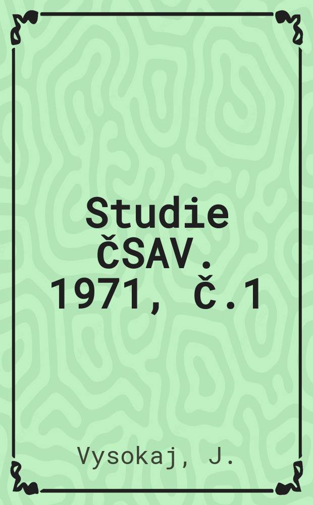 Studie ČSAV. 1971, Č.1 : K vzniku družstevních organizací ...