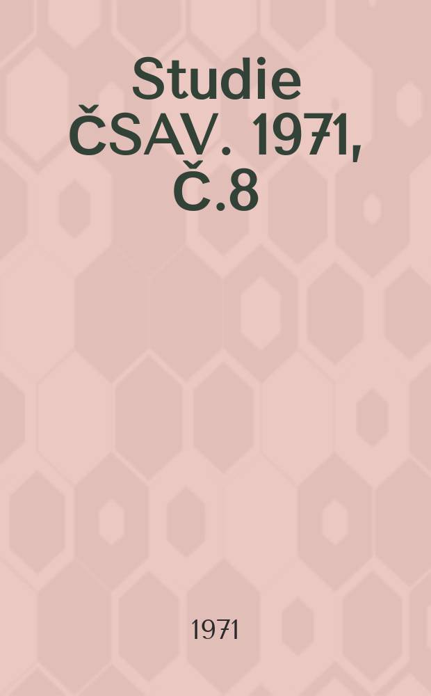 Studie ČSAV. 1971, Č.8 : Experimental analysis of the epileptic electrogram