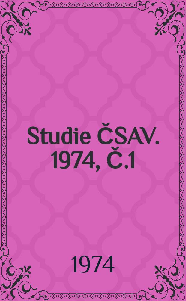 Studie ČSAV. 1974, Č.1 : Statistická termodynamika kapalin ...