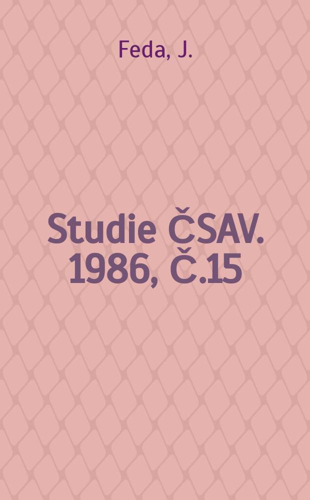 Studie ČSAV. 1986, Č.15 : Interakce piloty a základové půdy