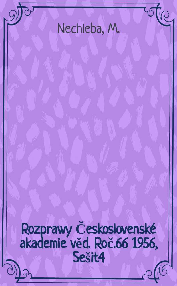 Rozprawy Československé akademie věd. Roč.66 1956, Sešit4 : Vliv času závěru na stabilitu regulace vodních turbin