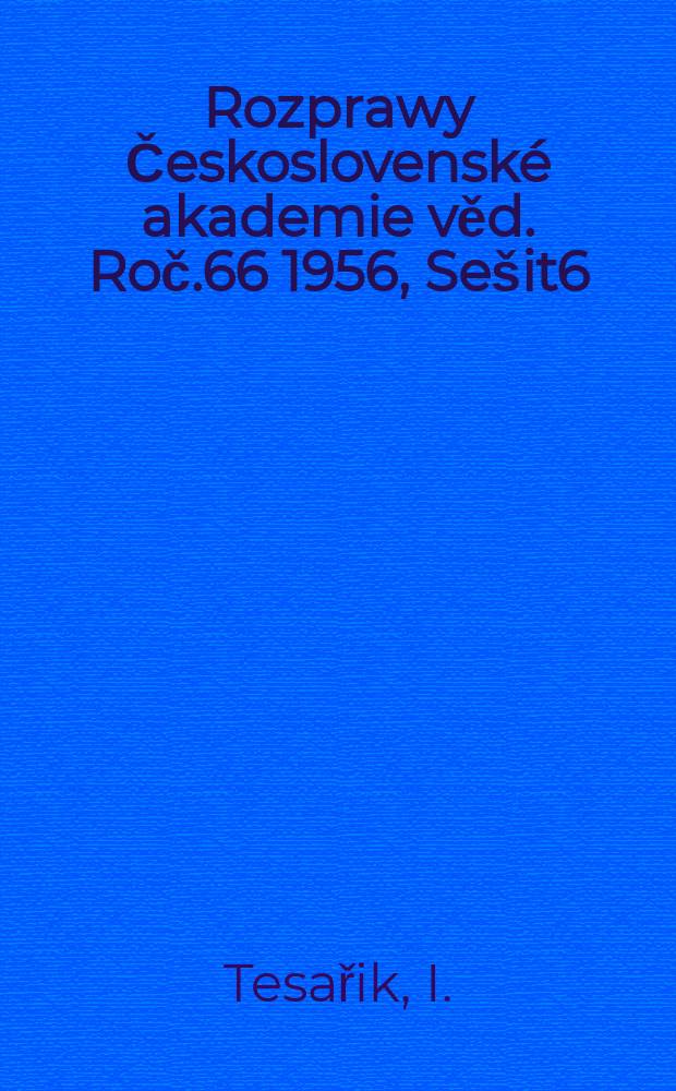 Rozprawy Československé akademie věd. Roč.66 1956, Sešit6 : Vznášení loží identických koulí v turbulentní oblasti proudění