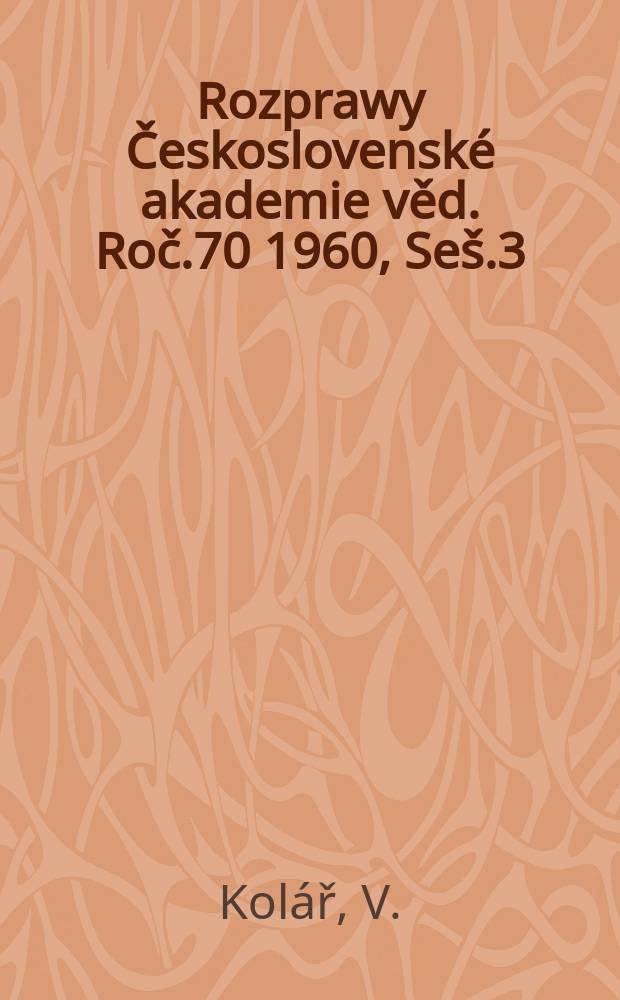 Rozprawy Československé akademie věd. Roč.70 1960, Seš.3 : Útlum turbulence příčným prouděním